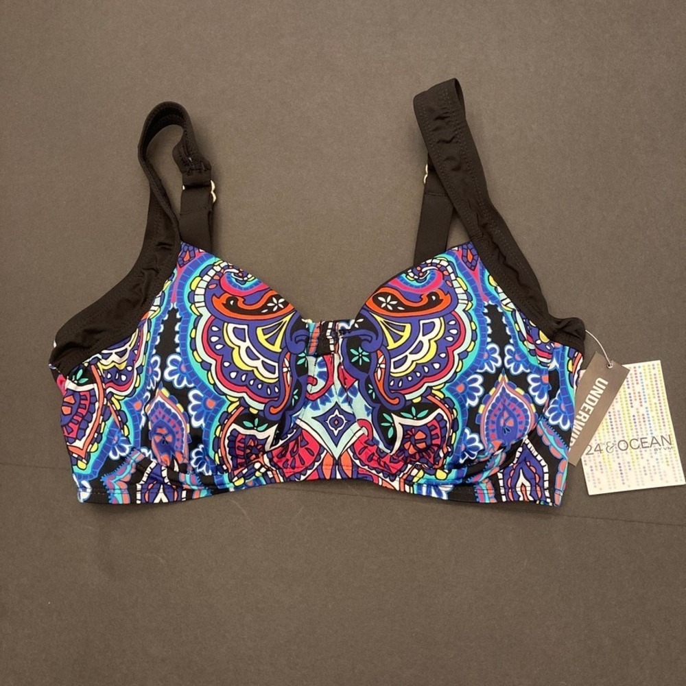 24th & Ocean Hidden Gem Bikini Top Swimwear Womens M Underwire Double Back Strap